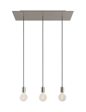 Cables Suspension Luminaire Rectangular Rose-one Xxl 3 Falls Satin Steel One Size - Creative - FashionsVida