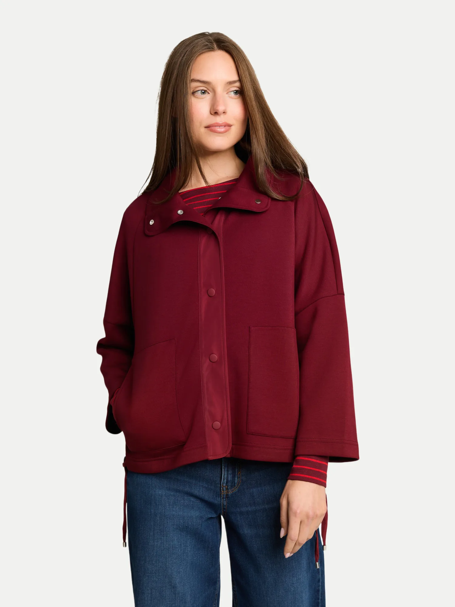 Sweatshirtjacke mit Stehkragen Rot L - Tom Tailor Casual - FashionsVida