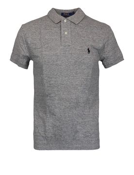 Polo in cotone piqué grigia con logo