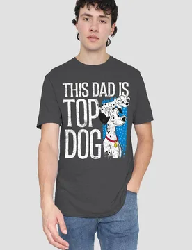 Unisex 101 Dalmatians This Dad Is Top Dog T-Shirt, Dark Heather in Dark Grey Size: 2XL - Dark Grey - Size: 2XL - Disney - FashionsVida