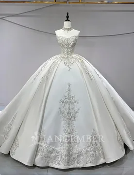 Customized Satin Princess Wedding Dresses 2 in 1 Ball Gown Sleeveless Bride Superfine vestidos de novia Bridal Gowns Beading - Aliexpress - FashionsVida