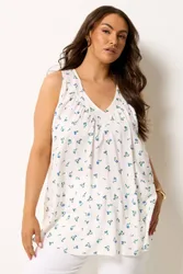 Women's Ditsy Floral Vest Top in White Size: 26-28 - White - Size: 26-28