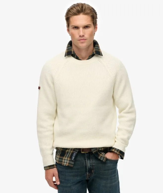 Superdry Herren Grober Raglan-pullover Cream - Größe: XL - 74.99 - FashionsVida