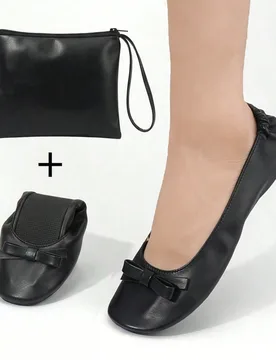 Bailarinas clásicas negras de tacto descalzo y peso ligero para mujeres, zapatos de baile plegables y fáciles de poner para uso en interiores, sanda - Shein - FashionsVida