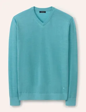 V-Pullover Merino Extrafein, , Farbe Grün, 52, reine, extrafeine Merinowolle temperaturausgleichend Herren - Walbusch - FashionsVida