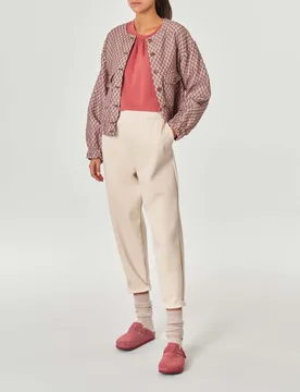 T-shirt color malva in misto viscosa stretch con arricciatura sullo scollo e maniche tre quarti - Hlo! - FashionsVida
