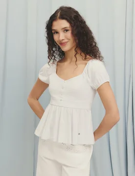Camiseta de mujer de rayas y peplum - Green Coast - FashionsVida