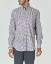 Camicia a quadri blu e beige con colletto button down