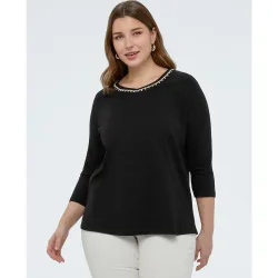 Camiseta de mujer de jersey de algodón con cristal