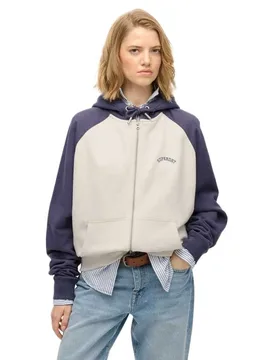 Felpa Con Zip Essential Logo Oversized Raglan Desert Bone Ow / Mariner Navy XL - Superdry - FashionsVida