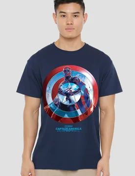 Captain America Brave New World Sam Wilson Red T-Shirt, Navy - Navy - Size: M - Marvel - FashionsVida