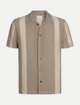 Polohemd aus Crochet Beige M