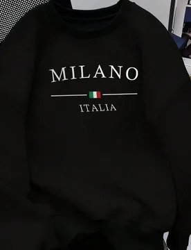 Sudadera informal de cuello redondo con estampado MILANO para hombre, primavera/otoño - Shein - FashionsVida
