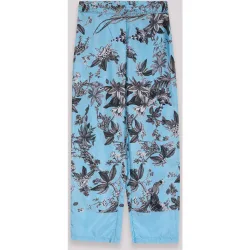 Pantalones rectos de mujer fluidos estampados de tiro alto
