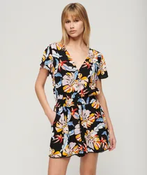 Superdry Damen Kurzärmeliger Strand-playsuit Schwarz - Größe: 40