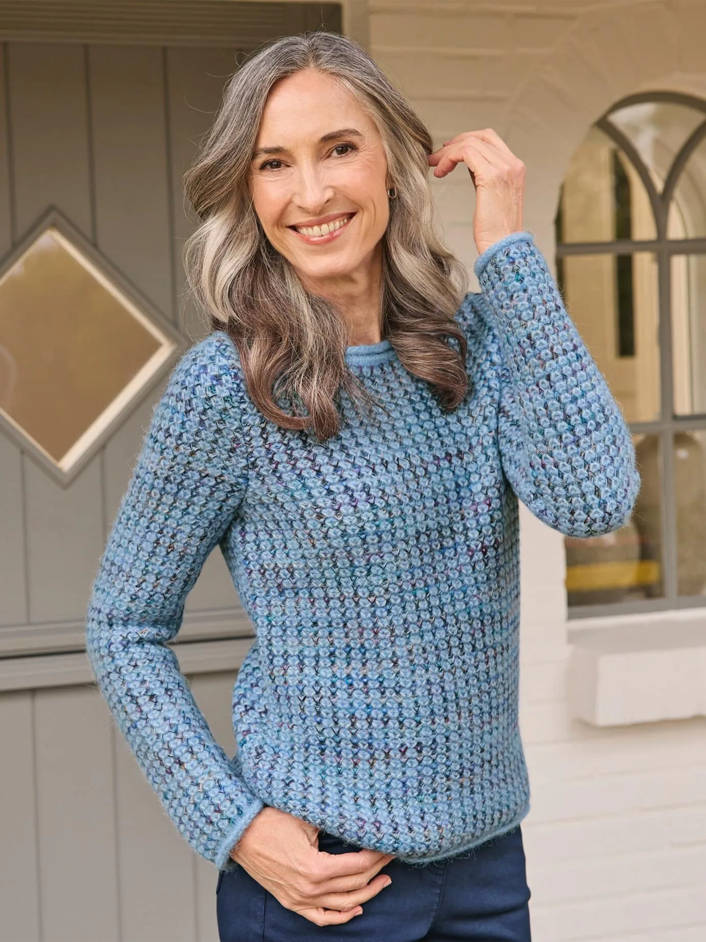 Alpaka-Pullover Rautenstrick - Hellblau - female - Size: 40 - Avena - FashionsVida