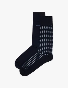 Pack Assorted Cotton Rich Socks Navy male - BOSS - FashionsVida