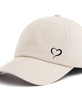 Pieza Gorra de béisbol clásica de 6 paneles - Estampado minimalista de corazón - Sombrero de sol suave y transpirable, uso diario unisex