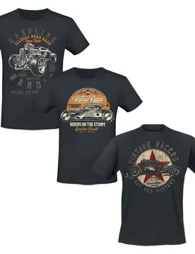 Rockabilly T-Shirt - Hot Rod T-Shirt Bundle - S bis M - für Männer - Größe M - schwarz - Männer - male - Gasoline Bandit - FashionsVida