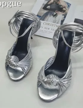 Narrow Band Knotted Stiletto Sandals Open Toe Multi-Strap Ankle Buckle High Heels Women Fashion Party Formal Dress Shoes - Aliexpress - FashionsVida