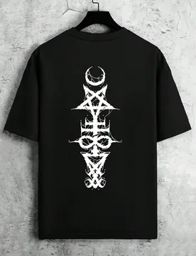 Camiseta casual de manga corta de poliéster con cuello redondo y estampado de luna y pentagrama, transpirable y ligera para el verano - Shein - FashionsVida