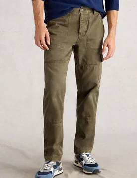 Kemble Organic Cargo Trousers - Khaki Green - White stuff - FashionsVida
