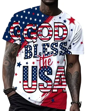 D Printed Patriotic Men's T-Shirt Featuring American Flag Design with Stars and Stripes Pattern for Casual Wear and - Aliexpress - FashionsVida