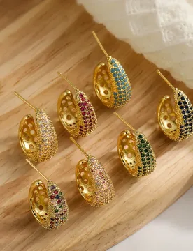 Fashionable Light Luxury Copper Gold-Plated Zircon Geometric for Women, Niche Retro High-End Earrings New - Aliexpress - FashionsVida