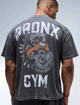 Herren Active Bronx Gym Gewaschen Übergroßes Verlängerter Ausschnitt Oberteil Black Größe XL - boohooMAN - FashionsVida