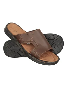 Casual Faux Leather Comfort Slip-On Mens Sandals - Brown - Mountain Warehouse - FashionsVida