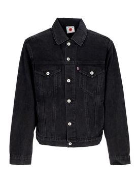 Giubbotto Jeans Uomo Running Dog Denim Trucker Jacket Black Denim