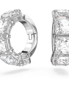 Orecchini a clip Matrix, Taglio squadrato, Bianchi, Placcato rodio OS - Swarovski - FashionsVida
