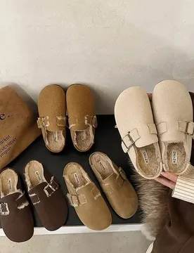 Winter Cork Felt Mules Women Faux Fur Lined Warm Flat Slip On Loafers Retro Casual Cotton Shoes Indoor Outdoor Non Slip - Aliexpress - FashionsVida