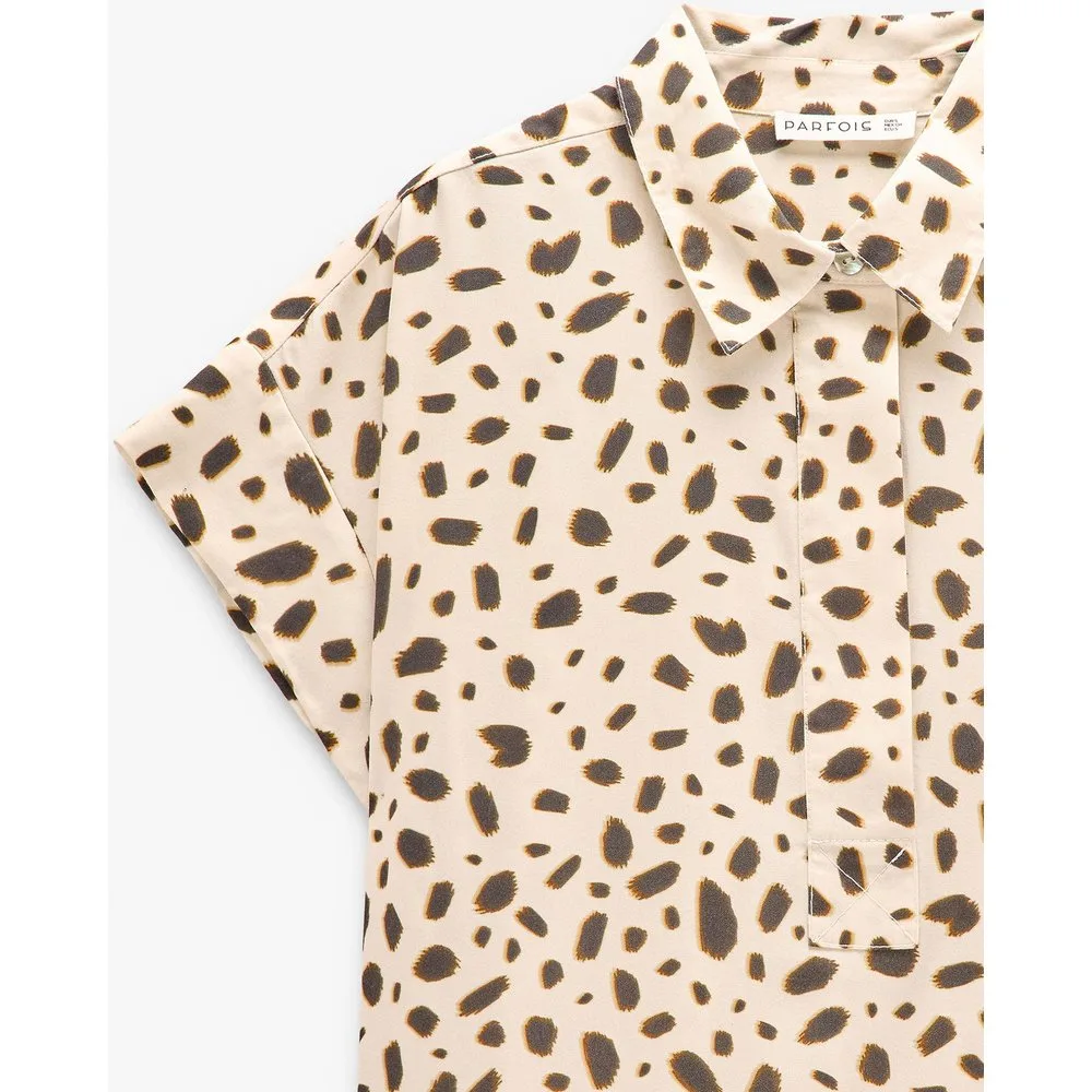 Vestido midi 100% liocel camisero con estampado animal print - Parfois - FashionsVida