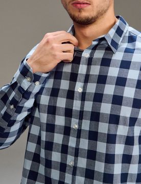 Camicia a quadri in cotone - azzurro