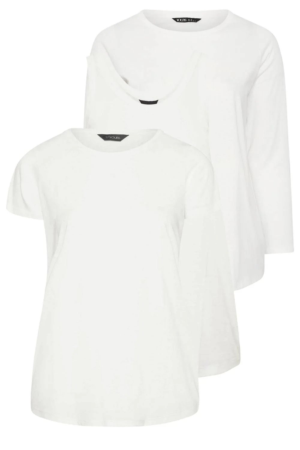 Pack Core T-Shirt Essentials Set - White - Size: 22-24 - Yours - FashionsVida