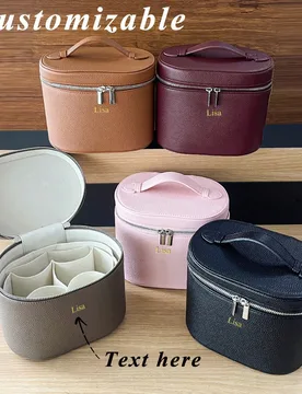 Pieza Caja de cosméticos de cuero PU de gran capacidad personalizada con compartimentos organizadores internos, bolsa de maquillaje de viaje para muj - Shein - FashionsVida