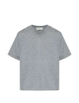 Men's V-Neck Short-Sleeve T-Shirt in Cotton-Cashmere Blend