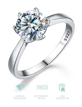Pieza Anillo de compromiso con diamante de Moissanite de 0.5 quilates, anillo de compromiso de plata esterlina S925 brillante, anillo eterno, anillo d