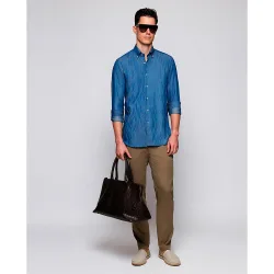 Pantalón hombre chino regular fit microestructura