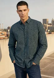 Street One Langarm Hemd mit Minimal Print male Blau