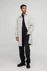 Herren Oversized Einreihiger Nylon-Autocoat Grey Größe Large