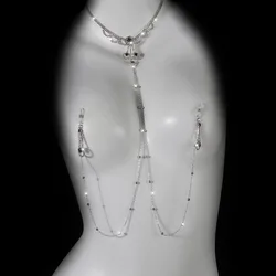 Fashionable neck hanging style sexy tassel rhinestone chest chain suitable for nightclubs, parties, Valentine's Day wear