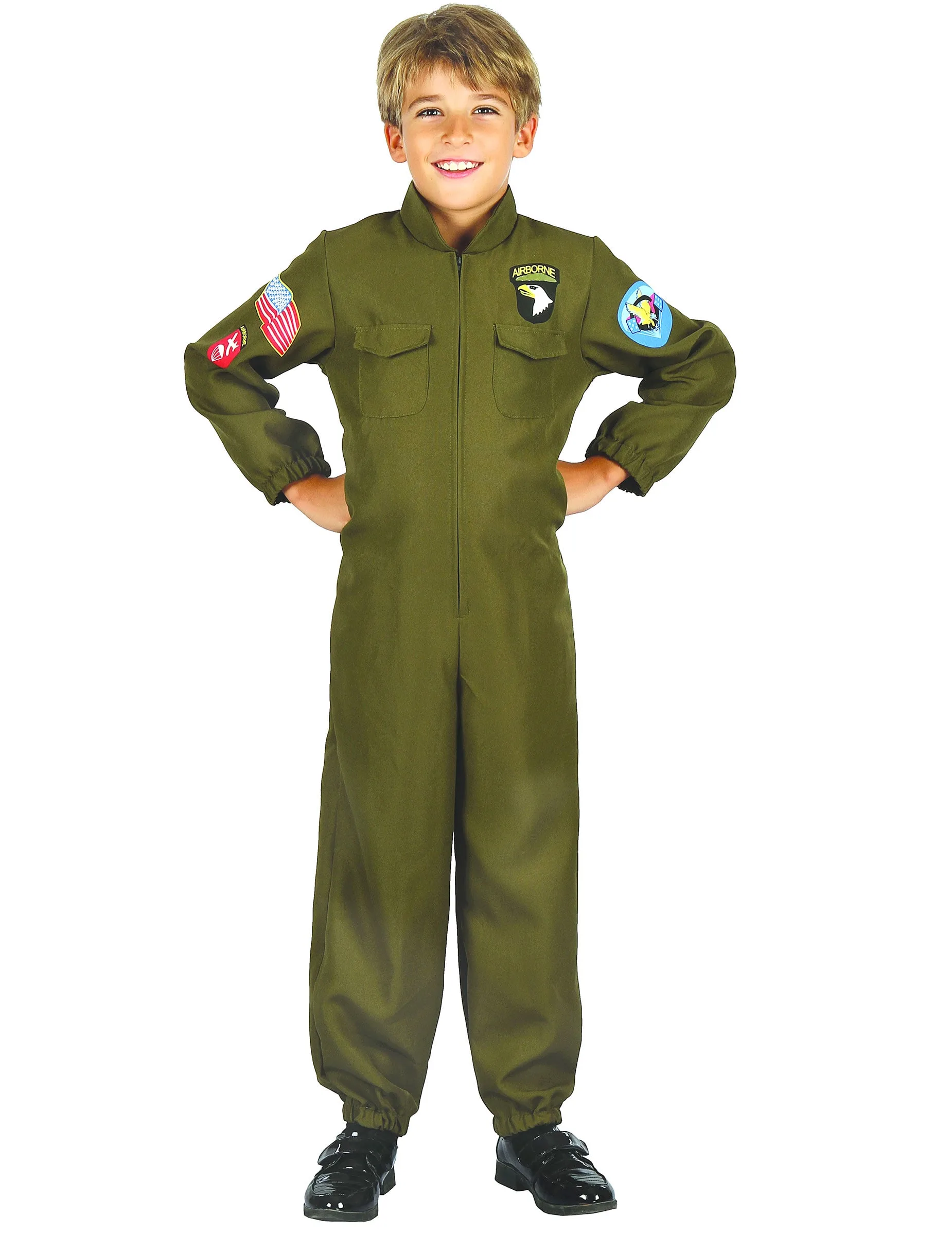 Jet-Piloten Kampfpiloten-Kostüm für Kinder grün - KARNEVAL-MEGASTORE - FashionsVida