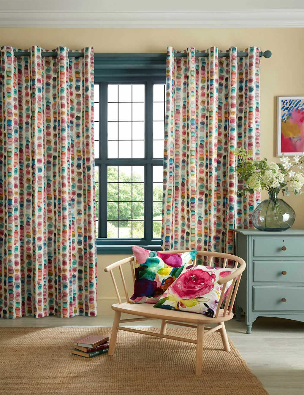 Tobermory Cotton Rich Eyelet Curtains Multi - Bluebellgray - FashionsVida