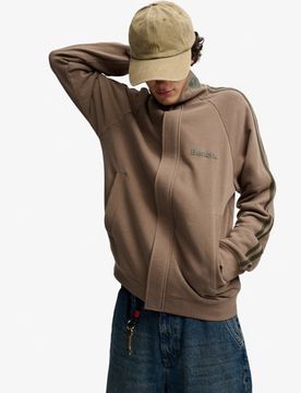 Superdry Herren Bench High Neck Stripe Trainingsjacke Brown - Größe: M