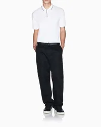 Polo Exchange bianca in cotone stretch con piping a contrasto