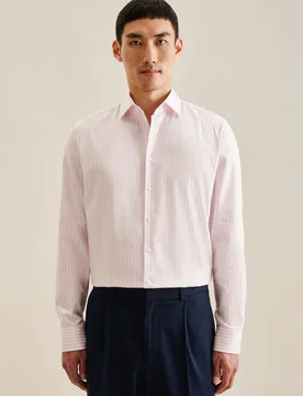 Slim Business Hemd Gestreift Rosa/Pink 40 - Seidensticker - FashionsVida