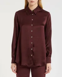 Camicia bordeaux MONOCHROME in raso di misto seta con colletto classico