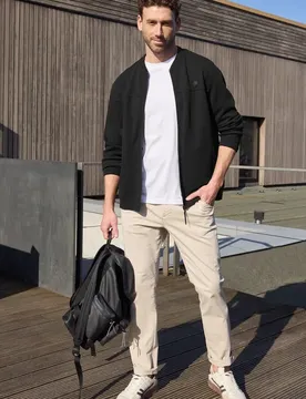 Street One Piquee Blouson male Schwarz